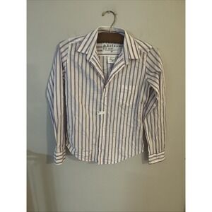 Frank & Eileen Crinkle Woven‎ Barry Shirt Pink Blue Stripe Size XS Italy Cotton